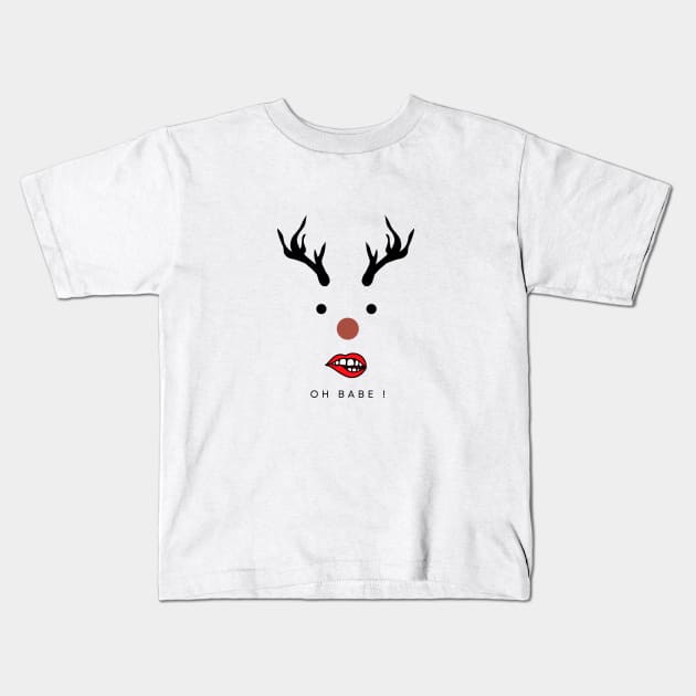 oh babe deer by mencarirejeki Kids T-Shirt by mencarirejeki